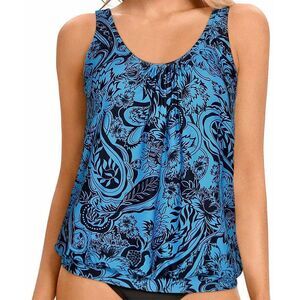 Floral Blue Women's Tankini Top